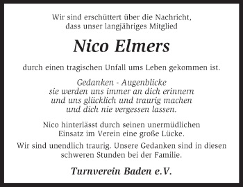 Todesanzeige von Nico Elmers von KRZ