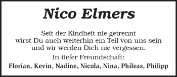 Todesanzeige von Nico Elmers von KRZ