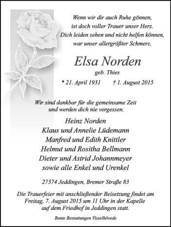 Todesanzeige von Elsa Norden von KRZ