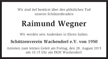 Todesanzeige von Raimund Wegner von KRZ