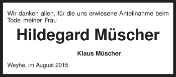 Todesanzeige von Hildegard Müscher von KRZ