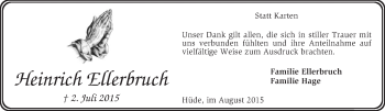Todesanzeige von Heinrich Ellerbruch von KRZ