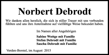 Todesanzeige von Norbert Debrodt von KRZ