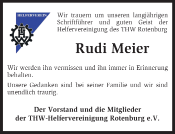 Todesanzeige von Rudi Meier von KRZ