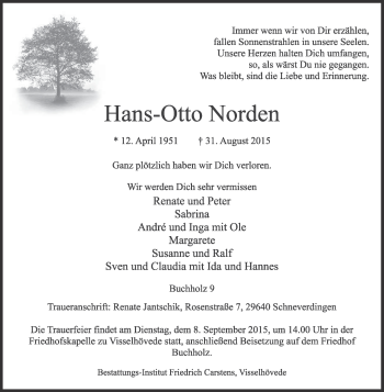 Todesanzeige von Hans-Otto Norden von KRZ