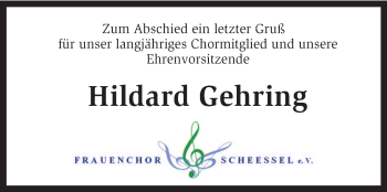 Todesanzeige von Hildard Gehring von KRZ