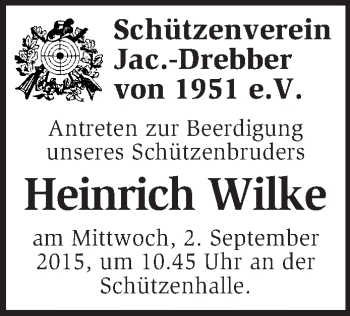 Todesanzeige von Heinrich Wilke von KRZ