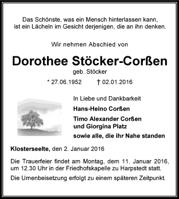 Todesanzeige von Dorothee Stöcker-Corßen von KRZ