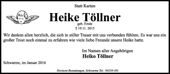Todesanzeige von Heike Töllner von KRZ