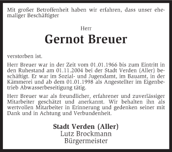 Todesanzeige von Gernot Breuer von KRZ
