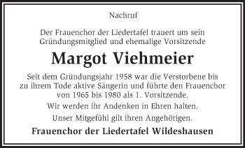 Todesanzeige von Margot Viehmeier von KRZ