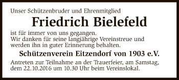 Todesanzeige von Friedrich Bielefeld von SYK