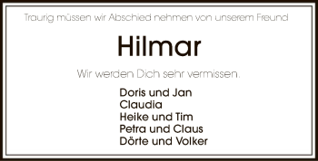 Todesanzeige von Hilmar Martens von SYK