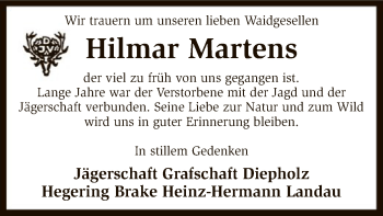 Todesanzeige von Hilmar Martens von SYK