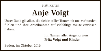 Todesanzeige von Anje Voigt von SYK