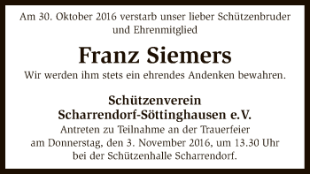 Todesanzeige von Franz Siemers von SYK