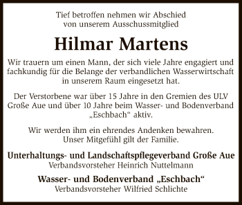 Todesanzeige von Hilmar Martens von SYK