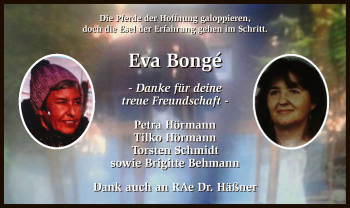 Todesanzeige von Eva Bongé von SYK