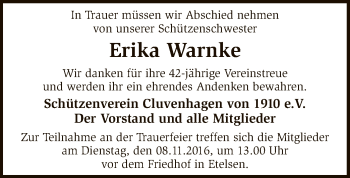 Todesanzeige von Erika Warnke von SYK