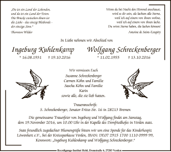 Todesanzeige von Ingeburg und Wolfgang  von SYK