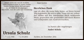Todesanzeige von Ursula Schulz von SYK