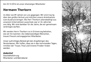 Todesanzeige von Hermann Therkorn von SYK