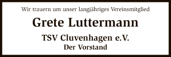 Todesanzeige von Grete Luttermann von SYK