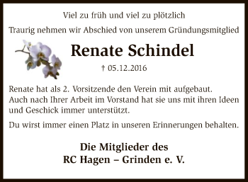 Todesanzeige von Renate Schindel von SYK