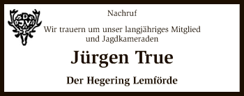 Todesanzeige von Jürgen True von SYK
