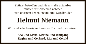 Todesanzeige von Helmut Niemann von SYK
