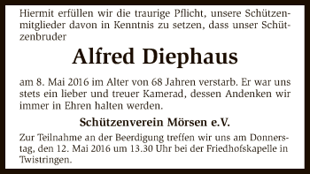 Todesanzeige von Alfred Diephaus von SYK