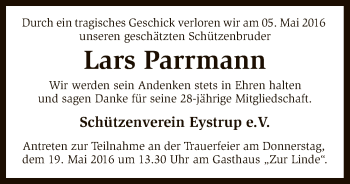 Todesanzeige von Lars Parrmann von SYK
