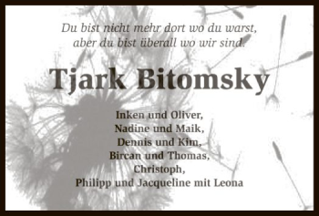 Todesanzeige von Tjark Bitomsky von SYK