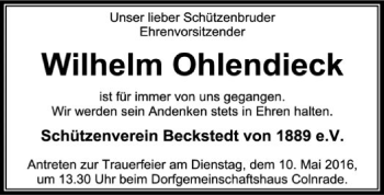 Todesanzeige von Wilhelm Ohlendieck von SYK