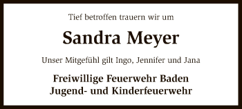 Todesanzeige von Sandra Meyer von SYK