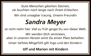 Todesanzeige von Sandra Meyer von SYK