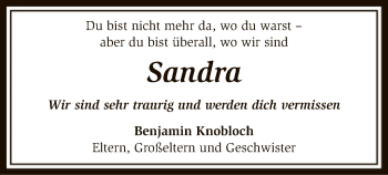 Todesanzeige von Sandra Meyer von SYK