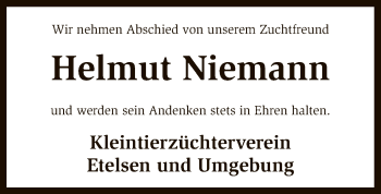 Todesanzeige von Helmut Niemann von SYK