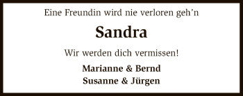 Todesanzeige von Sandra Meyer von SYK