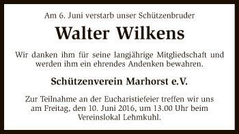 Todesanzeige von Walter Wilkens von SYK