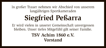 Todesanzeige von Siegfried Peßarra von SYK