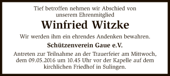 Todesanzeige von Winfried Witzke von SYK