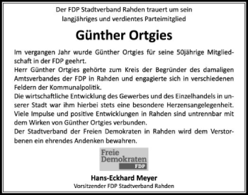 Todesanzeige von Günther Ortgies von SYK