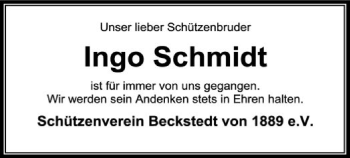 Todesanzeige von Ingo Schmidt von SYK