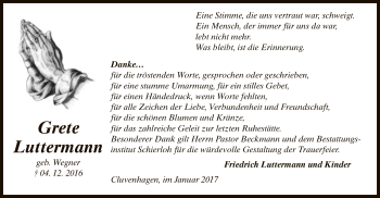 Todesanzeige von Grete Luttermann von SYK