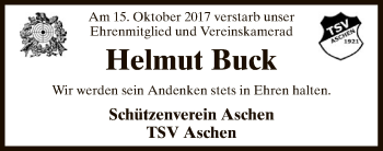 Todesanzeige von Helmut Buck von SYK