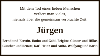 Todesanzeige von Jürgen Siedenberg von SYK