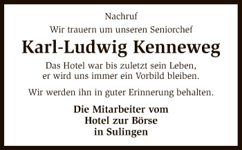 Todesanzeige von Karl-Ludwig Kenneweg von SYK