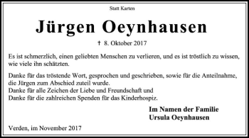 Todesanzeige von Jürgen Oeynhausen von SYK