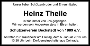 Todesanzeige von Heinz Theile von SYK